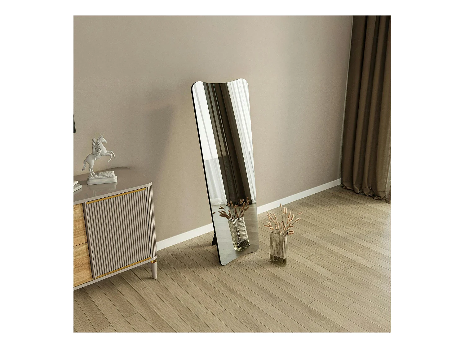 Grand miroir plein pied noir, mural ou à poser noir 150 cm CODY