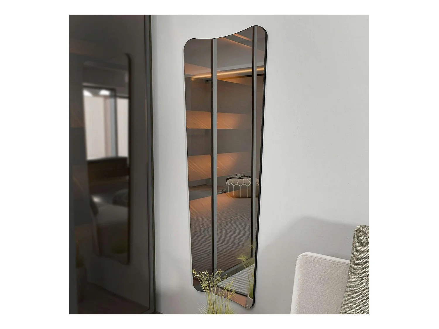 Grand miroir plein pied noir, mural ou à poser noir 150 cm CODY