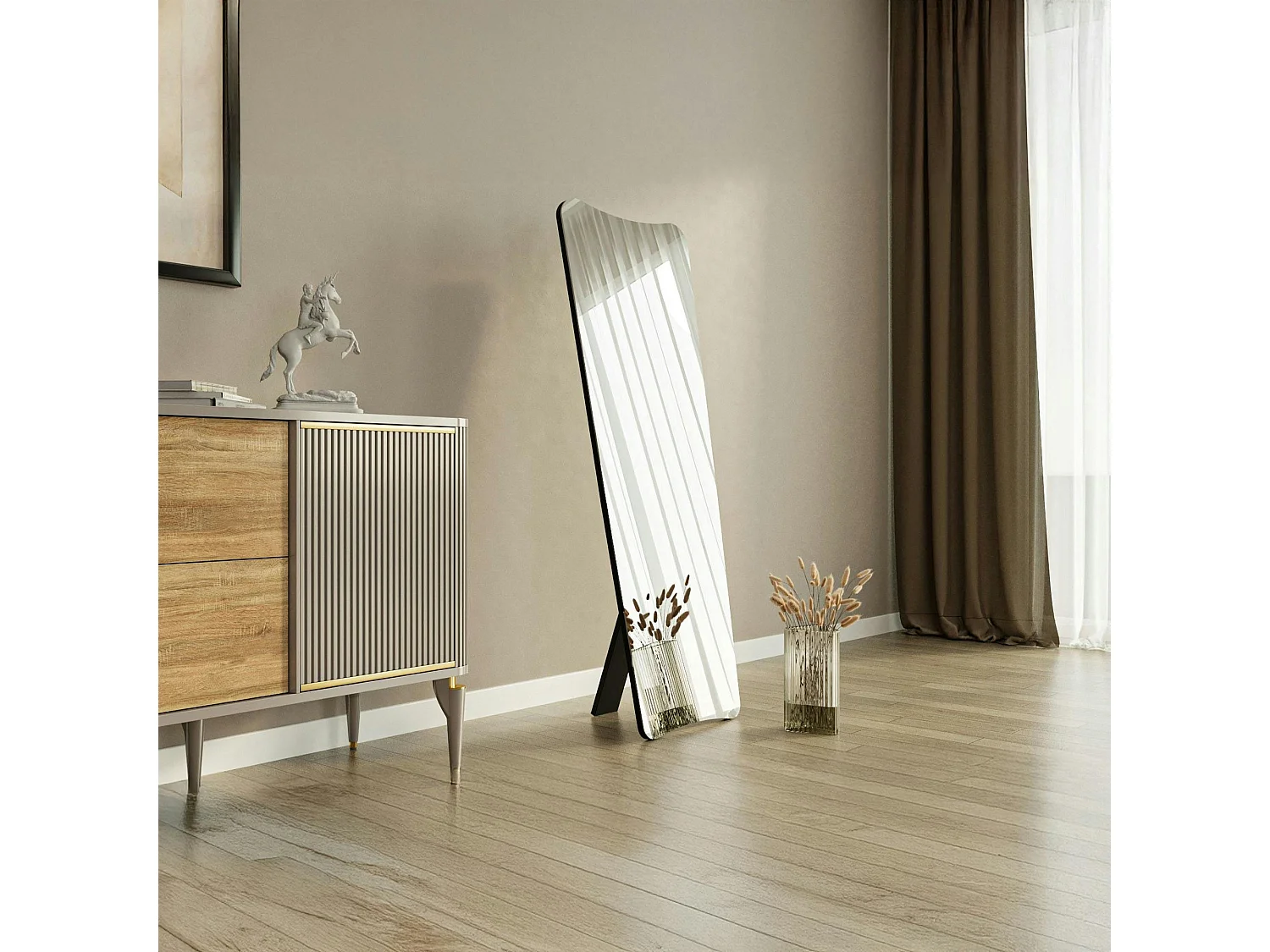 Grand miroir plein pied noir, mural ou à poser noir 150 cm CODY