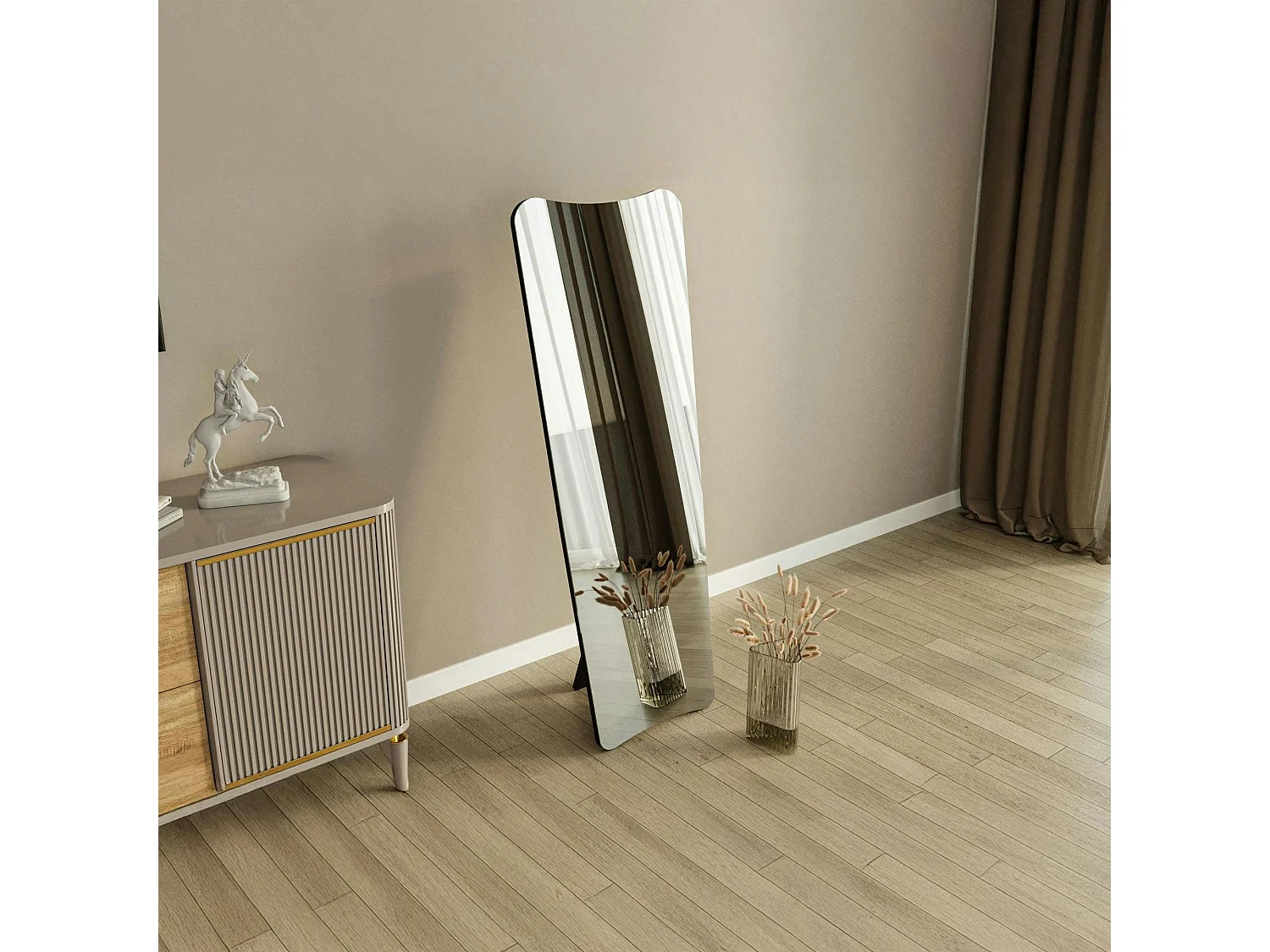 Grand miroir plein pied noir, mural ou à poser noir 150 cm CODY