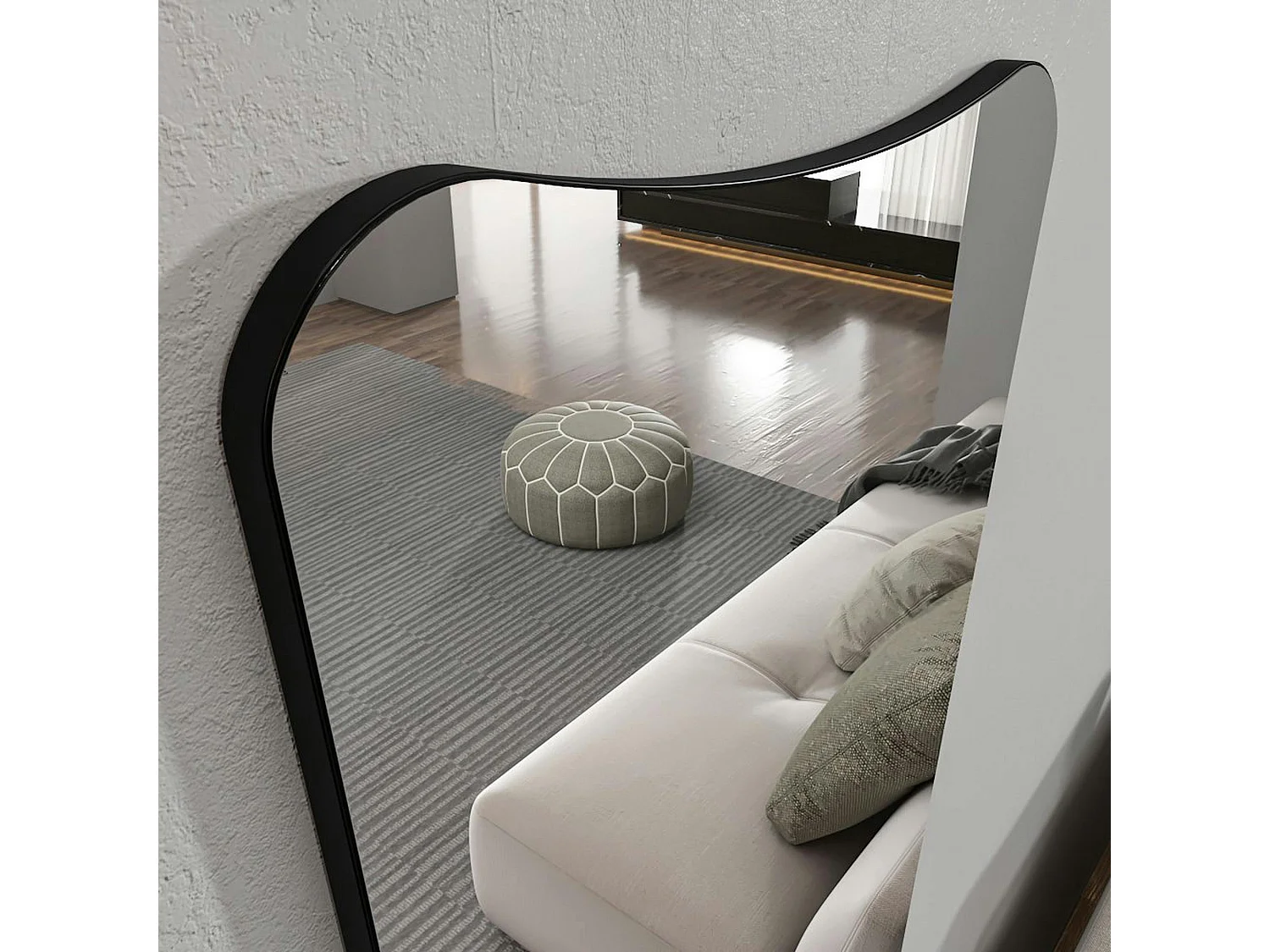 Grand miroir plein pied noir, mural ou à poser noir 150 cm CODY