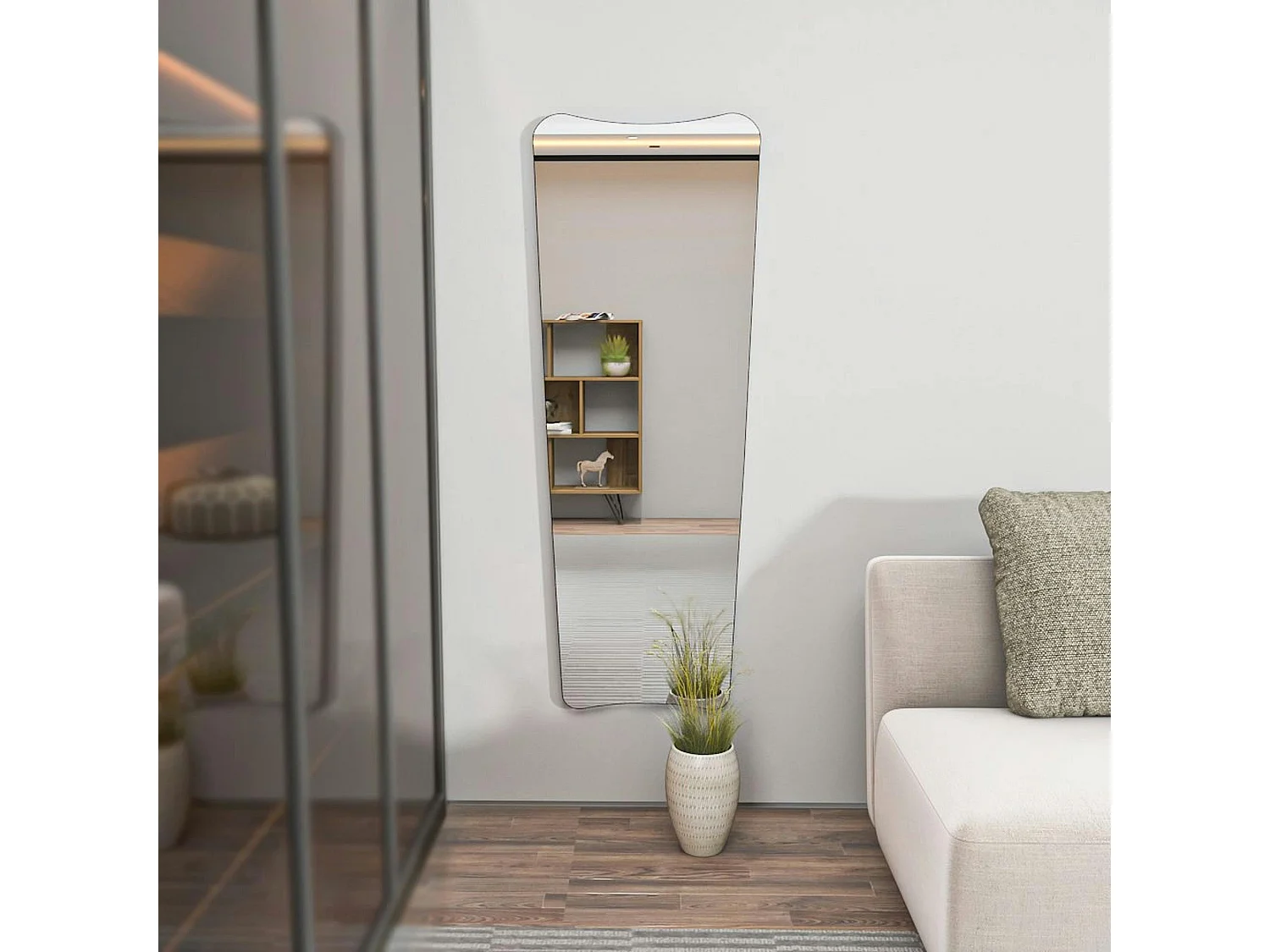 Grand miroir plein pied noir, mural ou à poser noir 150 cm CODY