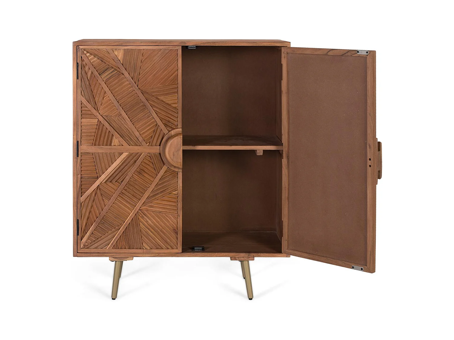 Aparador alto de madera de mango con puertas talladas