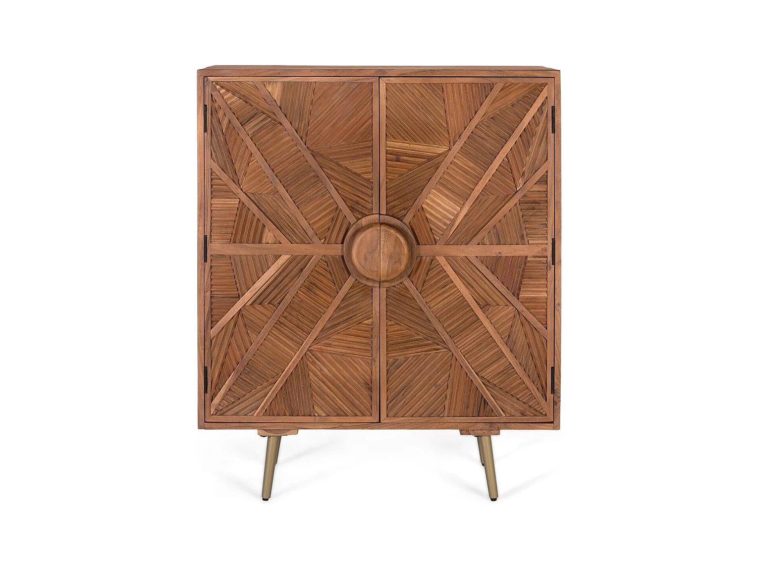 Buffet haut en bois de manguier avec portes sculptées