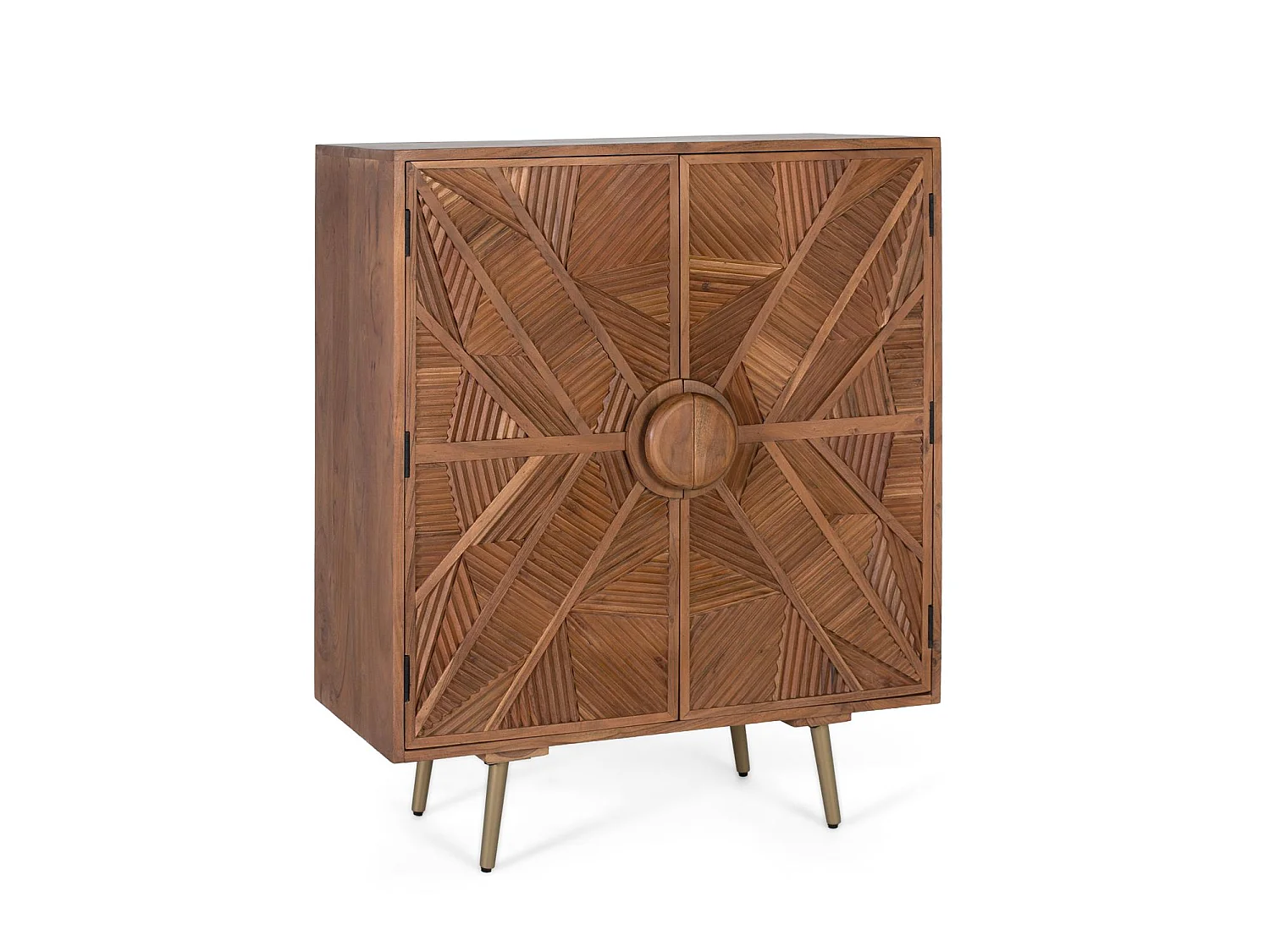Sideboard aus Mangoholz mit geschnitzten Türen