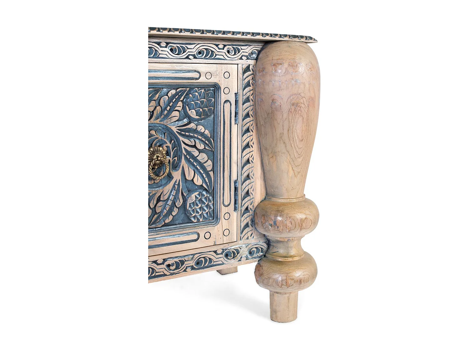 Aparador de teca maciza tallado a mano y patas torneadas resistentes