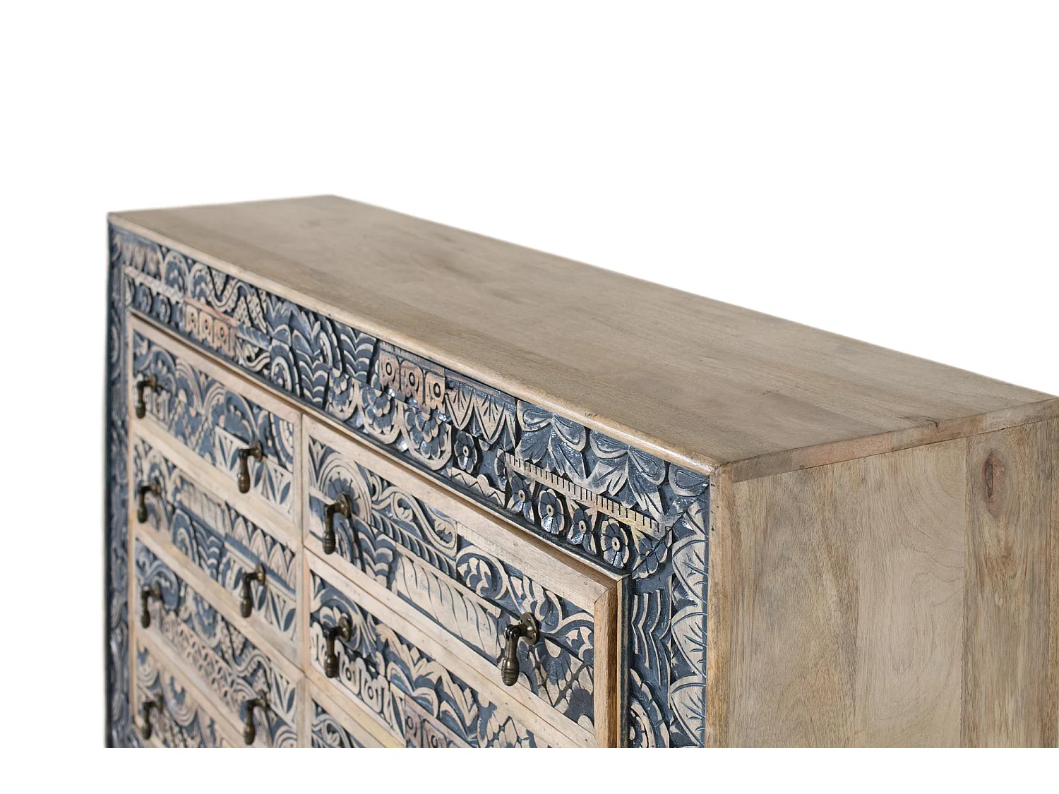 Zweifarbiges Sideboard aus geschnitztem Mangoholz