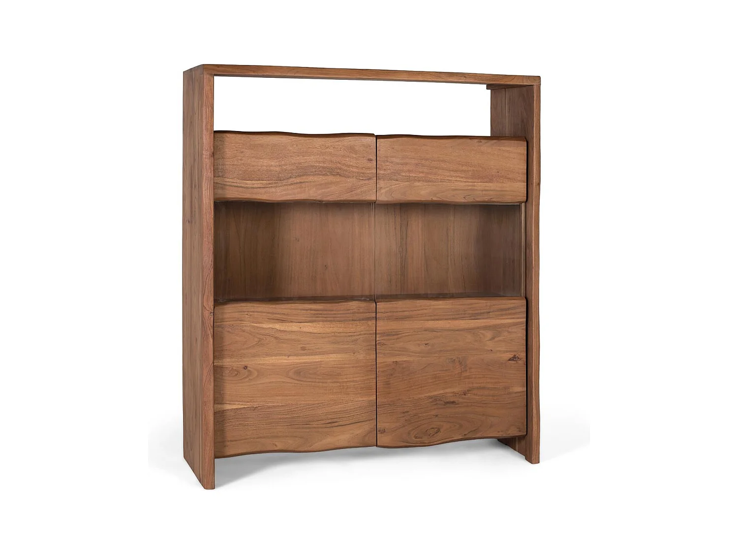 Sideboard aus massivem Akazienholz, natürlichem Design und Glas