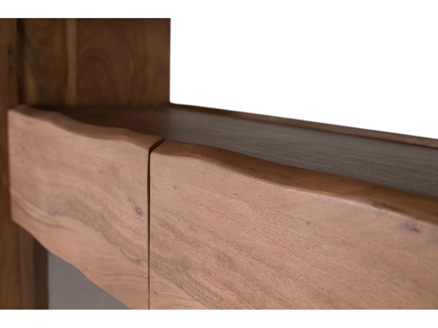 Buffet en bois d’acacia massif, design naturel et vitré