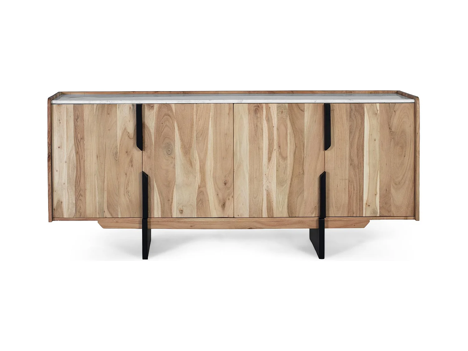 Aparador contemporáneo de madera de acacia con tapa de mármol