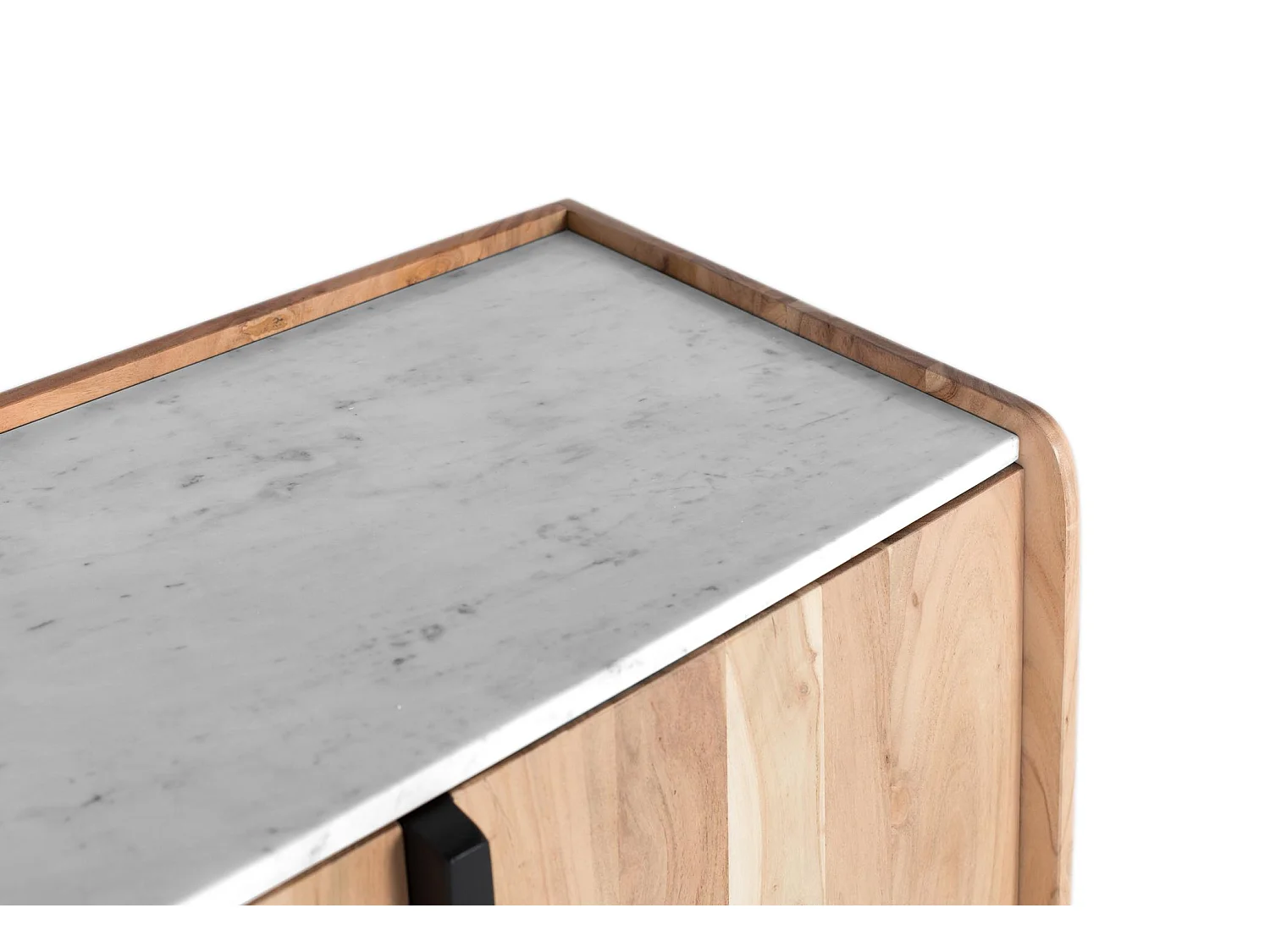 Buffet contemporain en bois d'acacia avec plateau en marbre