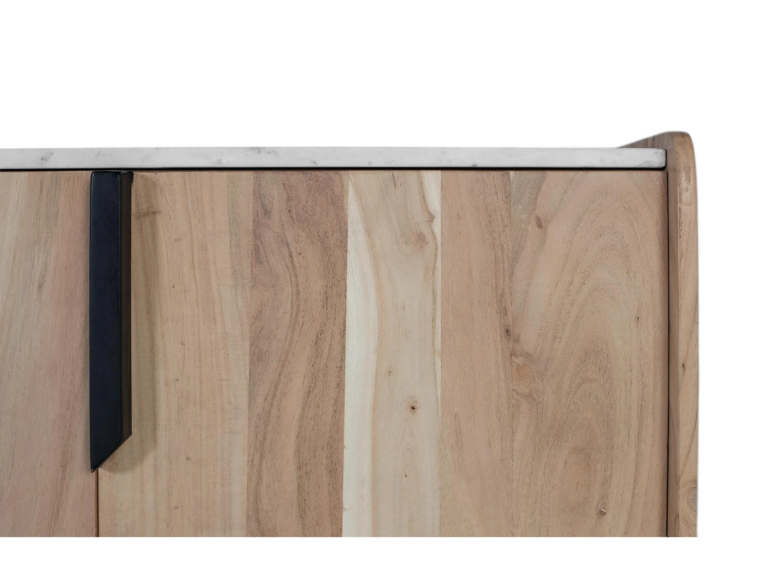 Buffet contemporain en bois d'acacia avec plateau en marbre