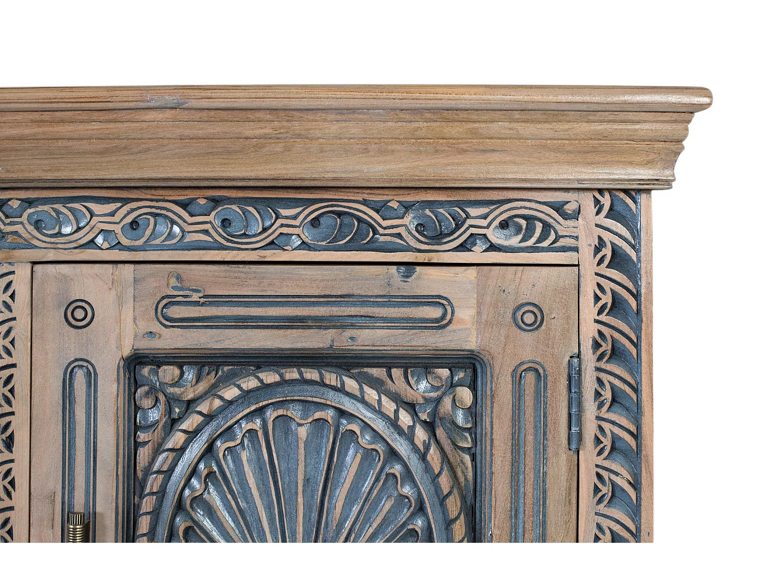 Buffet en bois de teck de style ethnique - 93 x 217 x 49