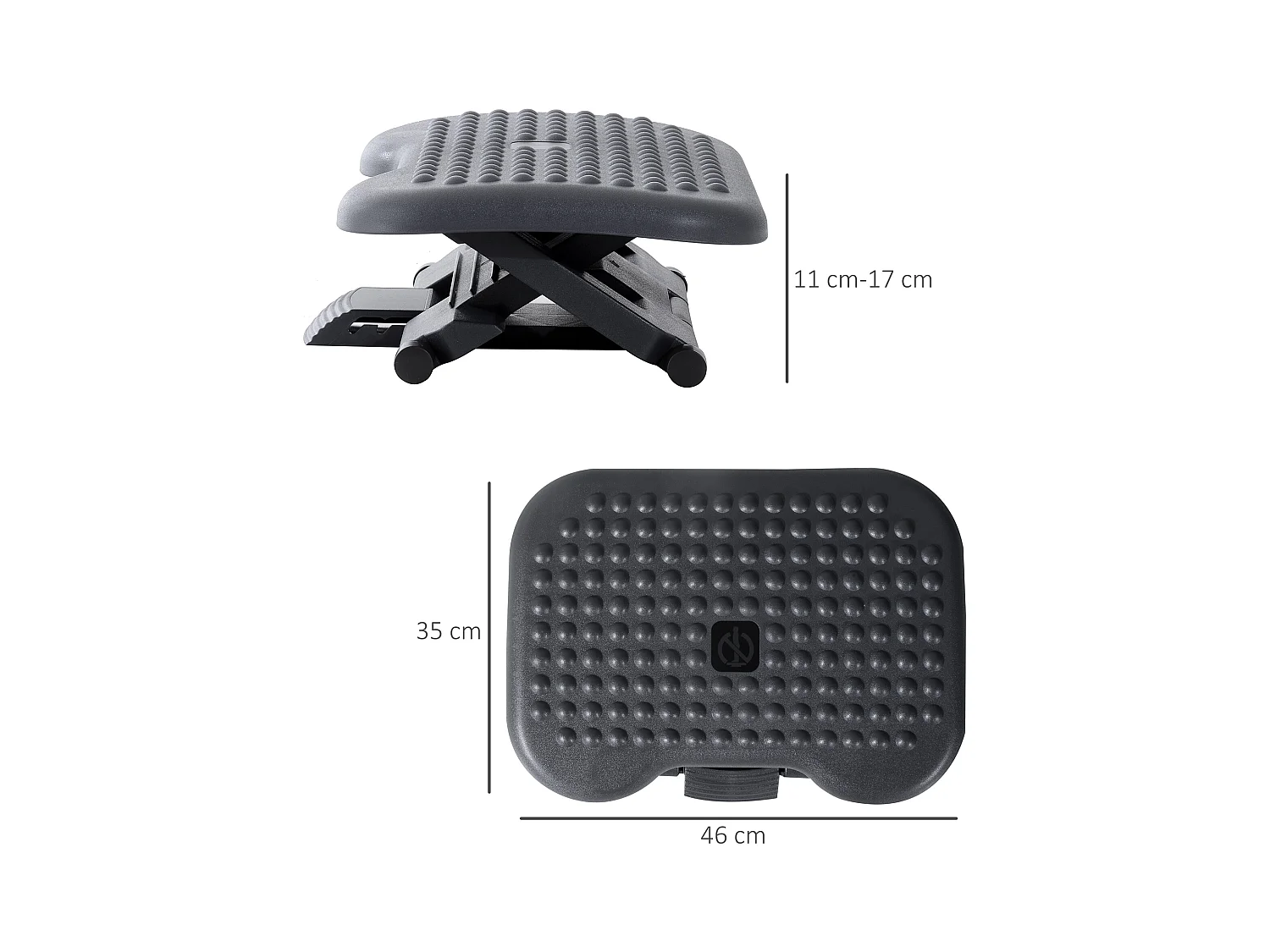 Repose-pieds bureau ergonomique hauteur et inclinaison réglables 46L x 35l cm gris noir