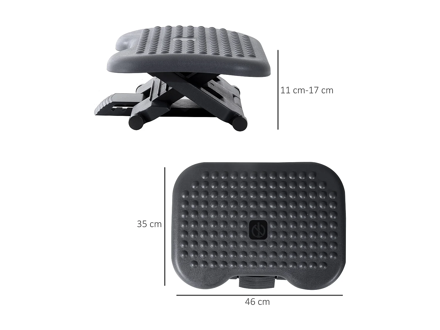 Repose-pieds bureau ergonomique hauteur et inclinaison réglables 46L x 35l cm gris noir