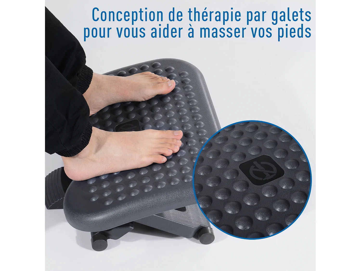 Repose-pieds bureau ergonomique hauteur et inclinaison réglables 46L x 35l cm gris noir