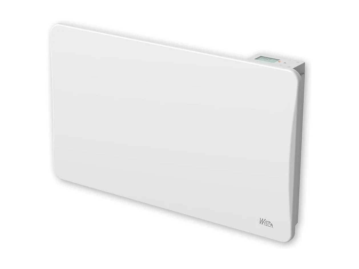 Radiateur à inertie sèche en pierre céramique 1500 W, blanc - Thermostat LCD - Fixation murale