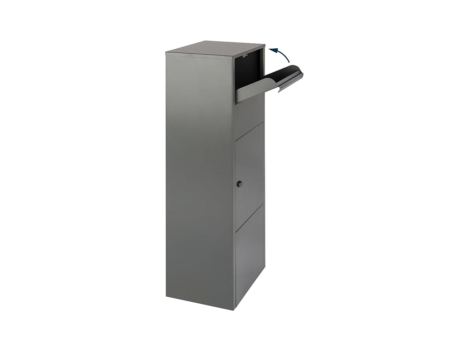 Boîte aux lettres pour paquets – Colonne gris mat – Grande ouverture – Fixation au sol – Serrure à clé