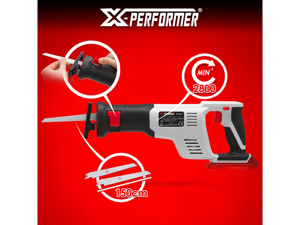 Scie sabre sans fil X-Performer 20V avec batterie 2Ah et chargeur rapide 1H