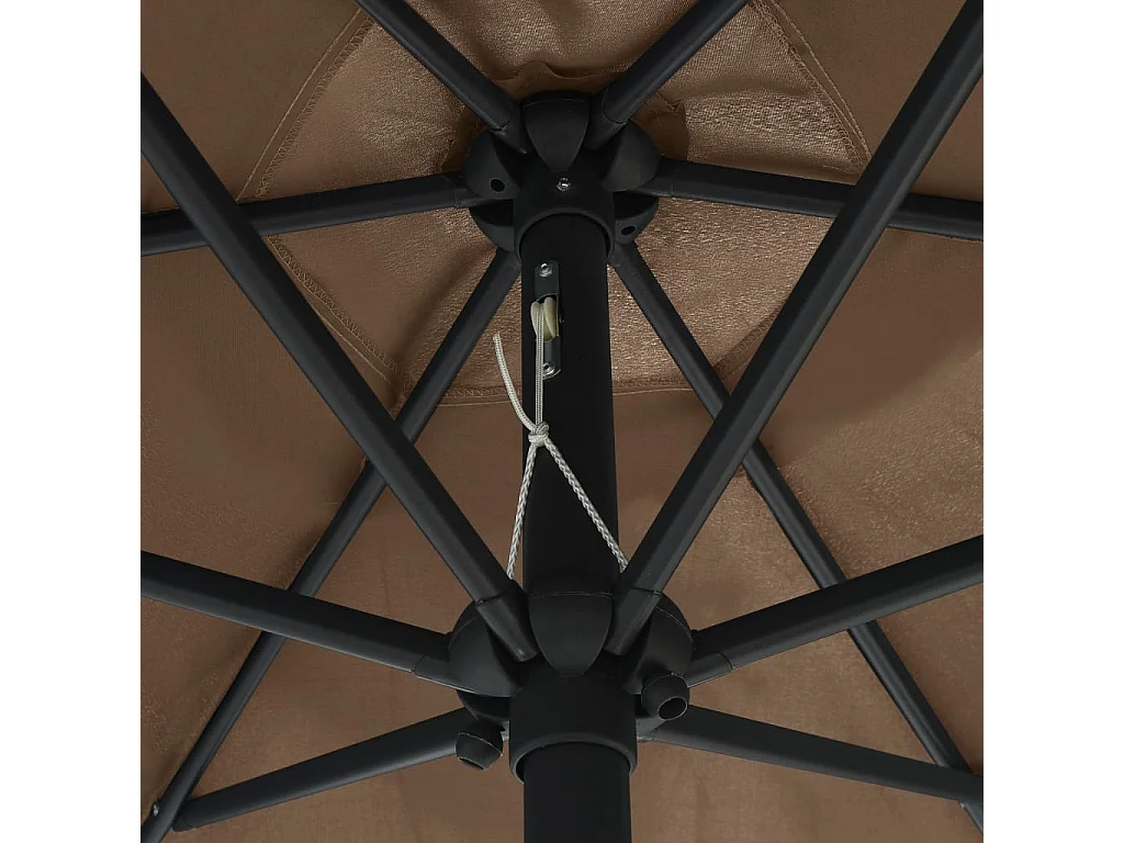 Jenine  Parasol de jardin avec lumières LED et mât en aluminium taupe