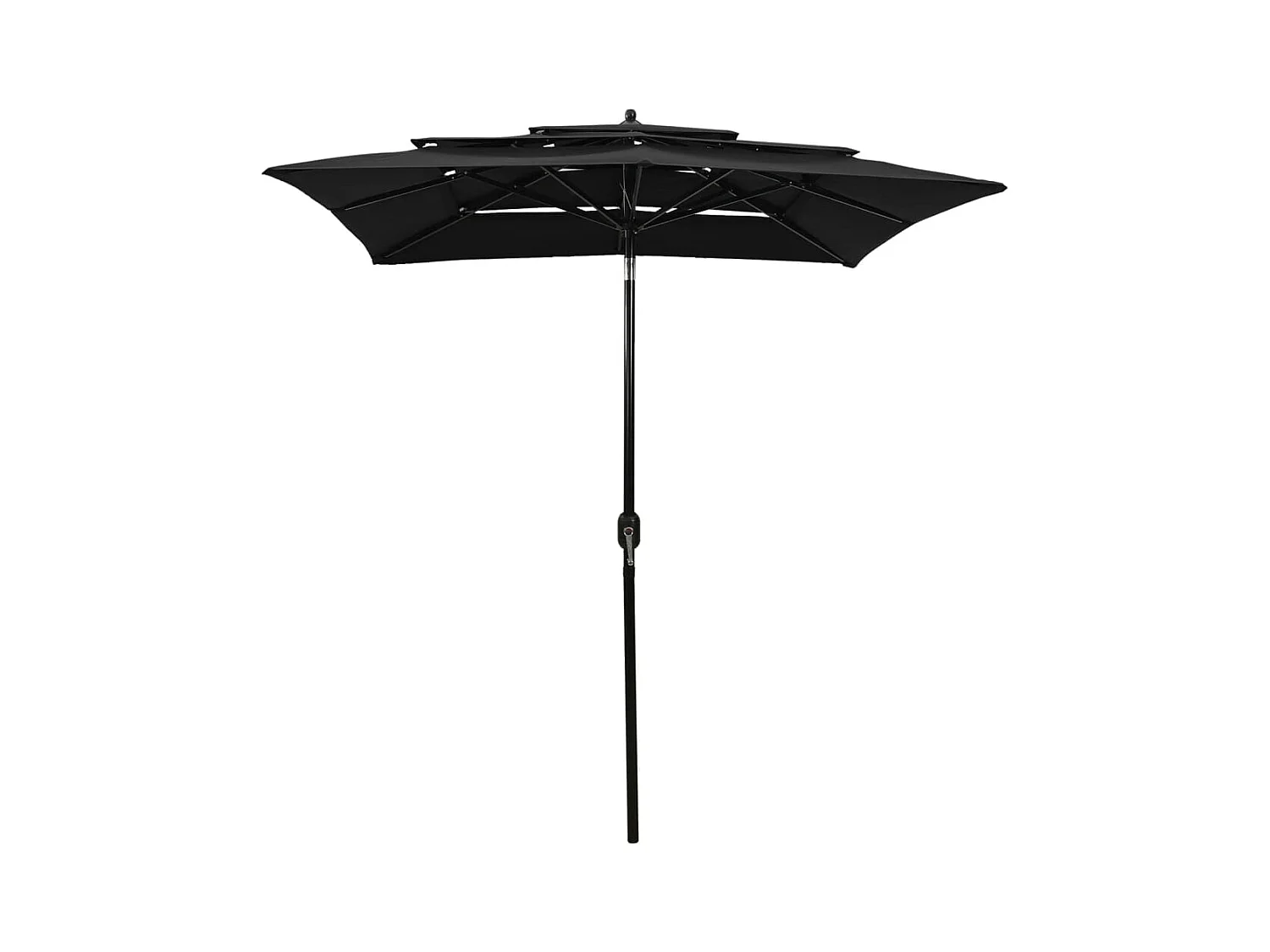 Mart  Parasol de jardin à 3 niveaux avec mât en aluminium noir 2x2 m