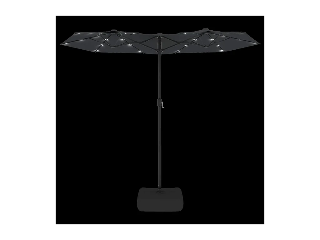 Vanyra  Parasol de jardin à double tête avec LED noir 316x145 cm