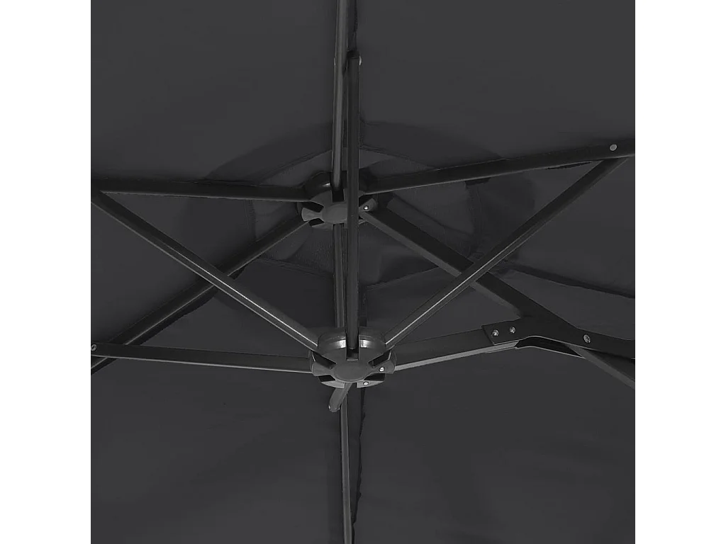 Vanyra  Parasol de jardin à double tête avec LED noir 316x145 cm