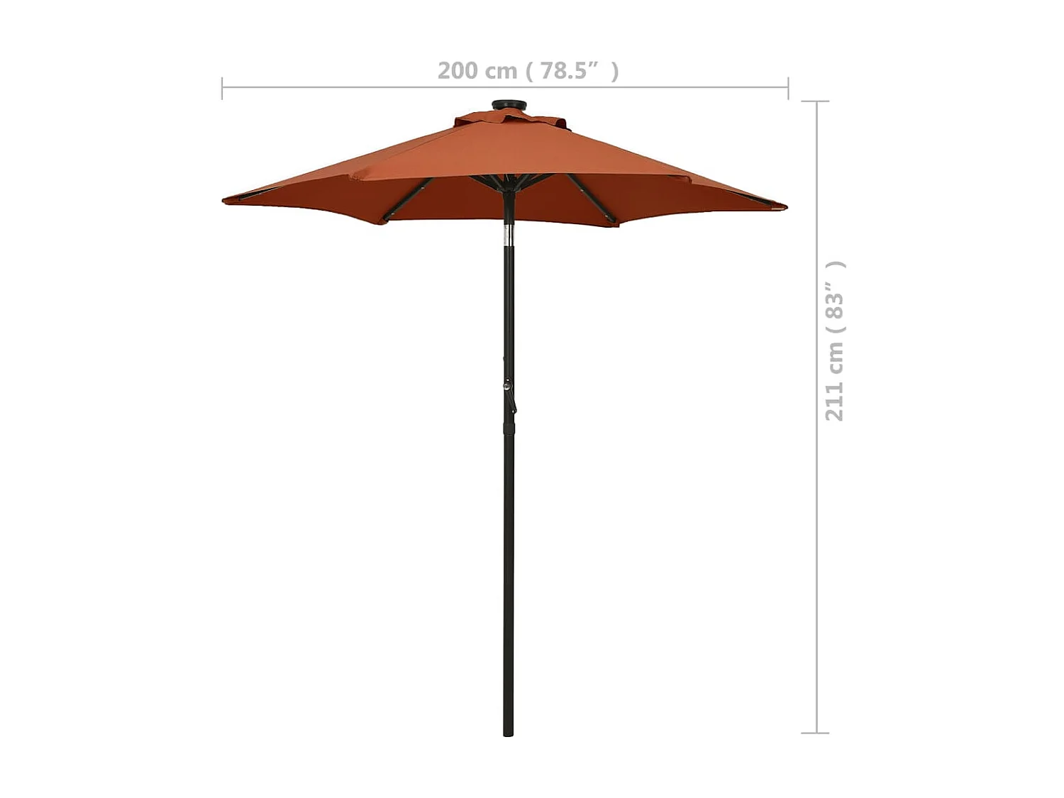 Zerdal  Sombrilla de jardín con luces LED aluminio terracota 200x211 cm