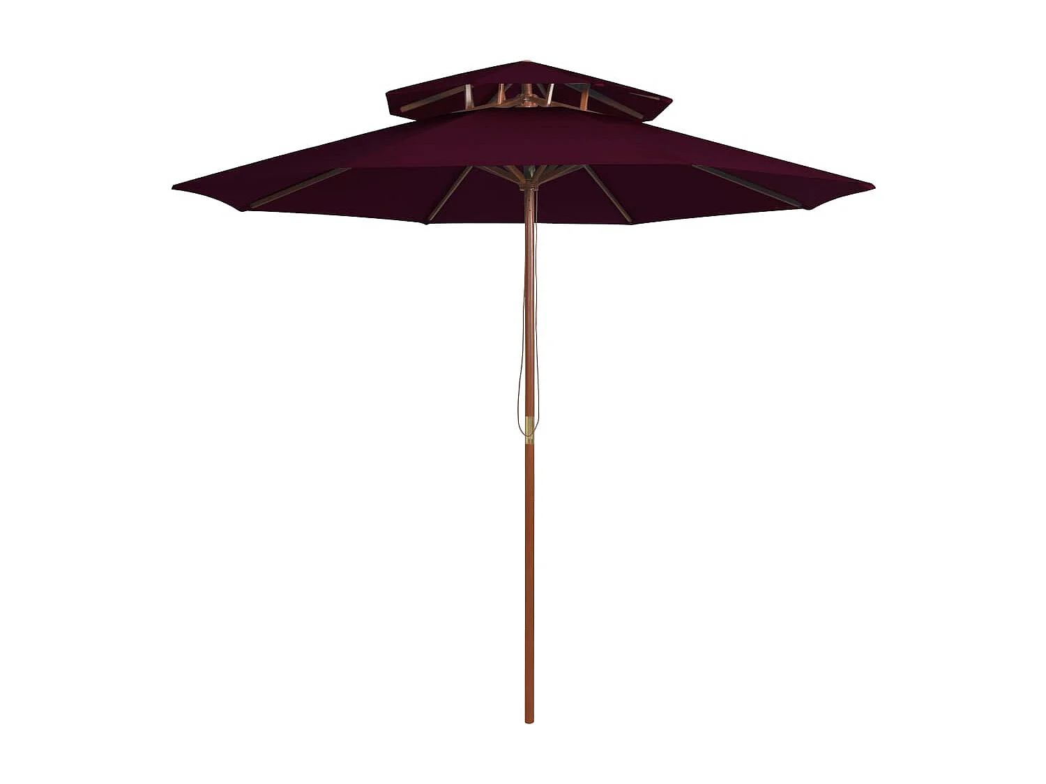 Faylyn  Parasol à deux étages avec mât en bois rouge bordeaux 270 cm