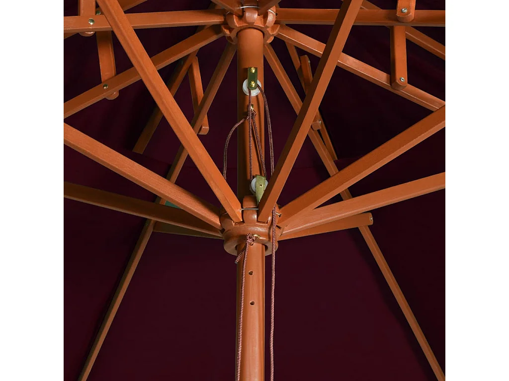 Faylyn  Parasol à deux étages avec mât en bois rouge bordeaux 270 cm