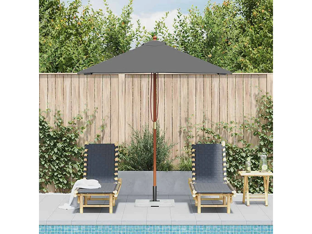Keano  Parasol d'extérieur avec mât en bois 150x200 cm anthracite