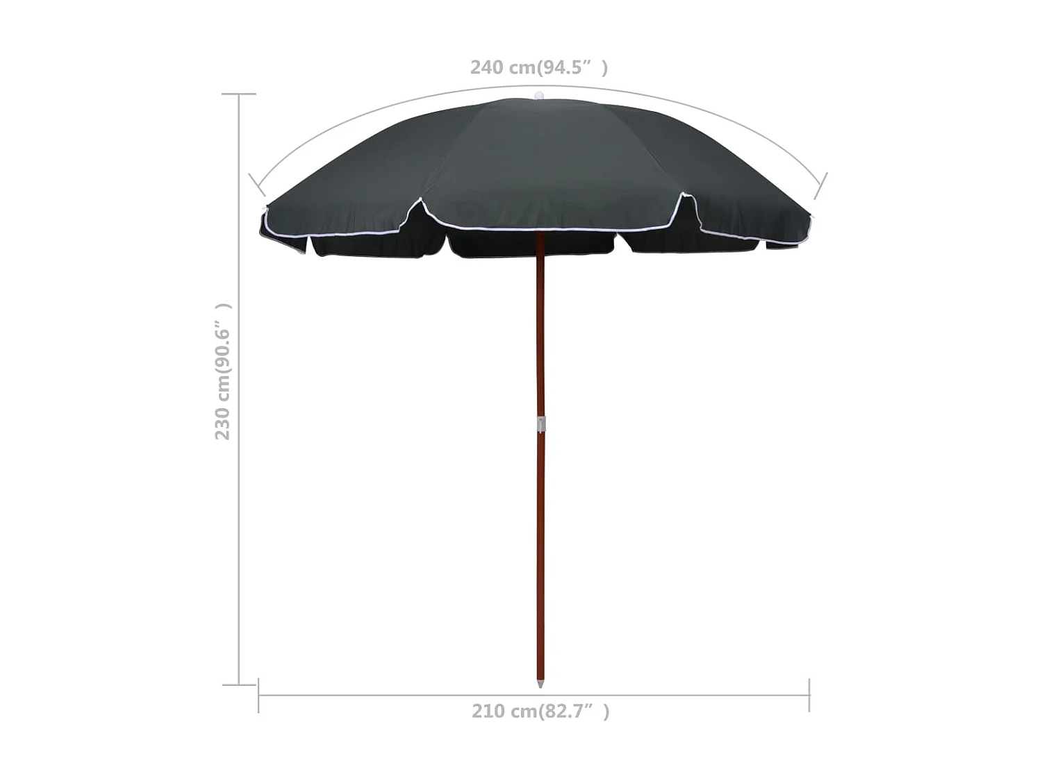 Brownsboro  Parasol met stalen paal 240 cm antracietkleurig