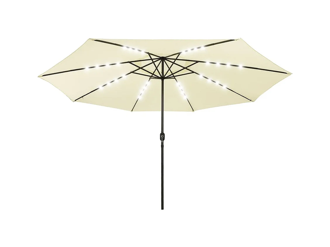 Brintir  Parasol de jardin avec lumières LED et mât en métal 400cm sable