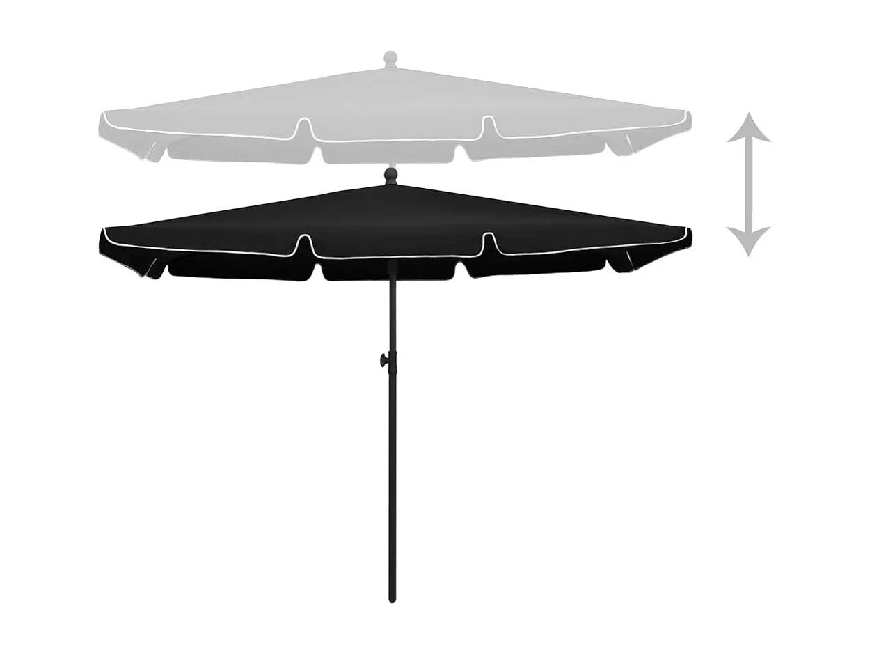 Caylan  Parasol de jardin avec mât 210x140 cm Noir