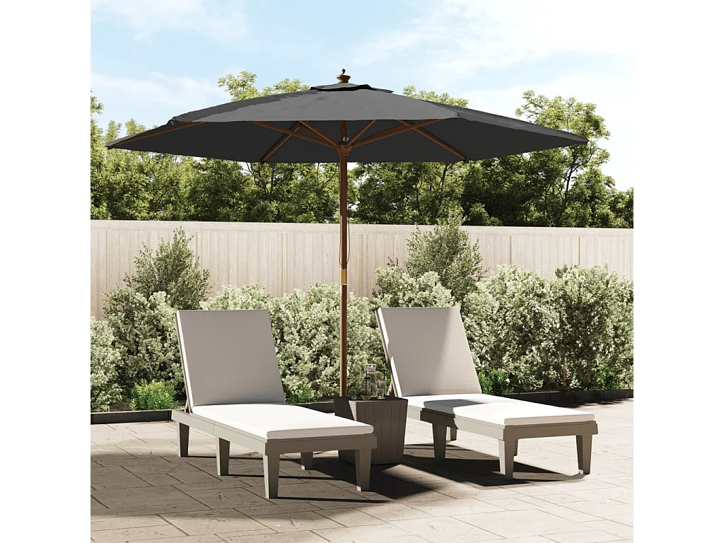 Sophie-Sandrine  Sombrilla jardín con poste de madera gris antracita 299x240 cm