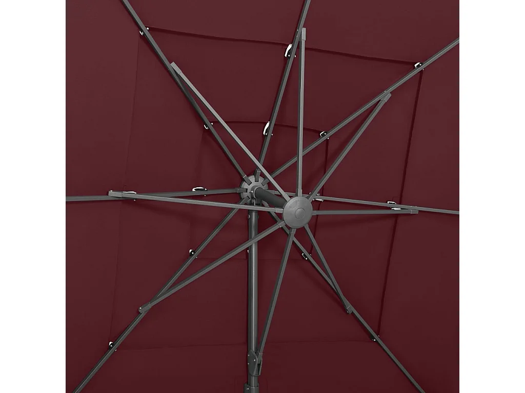 Zyldar  Parasol 4-laags met aluminium paal 250x250 cm bordeauxrood