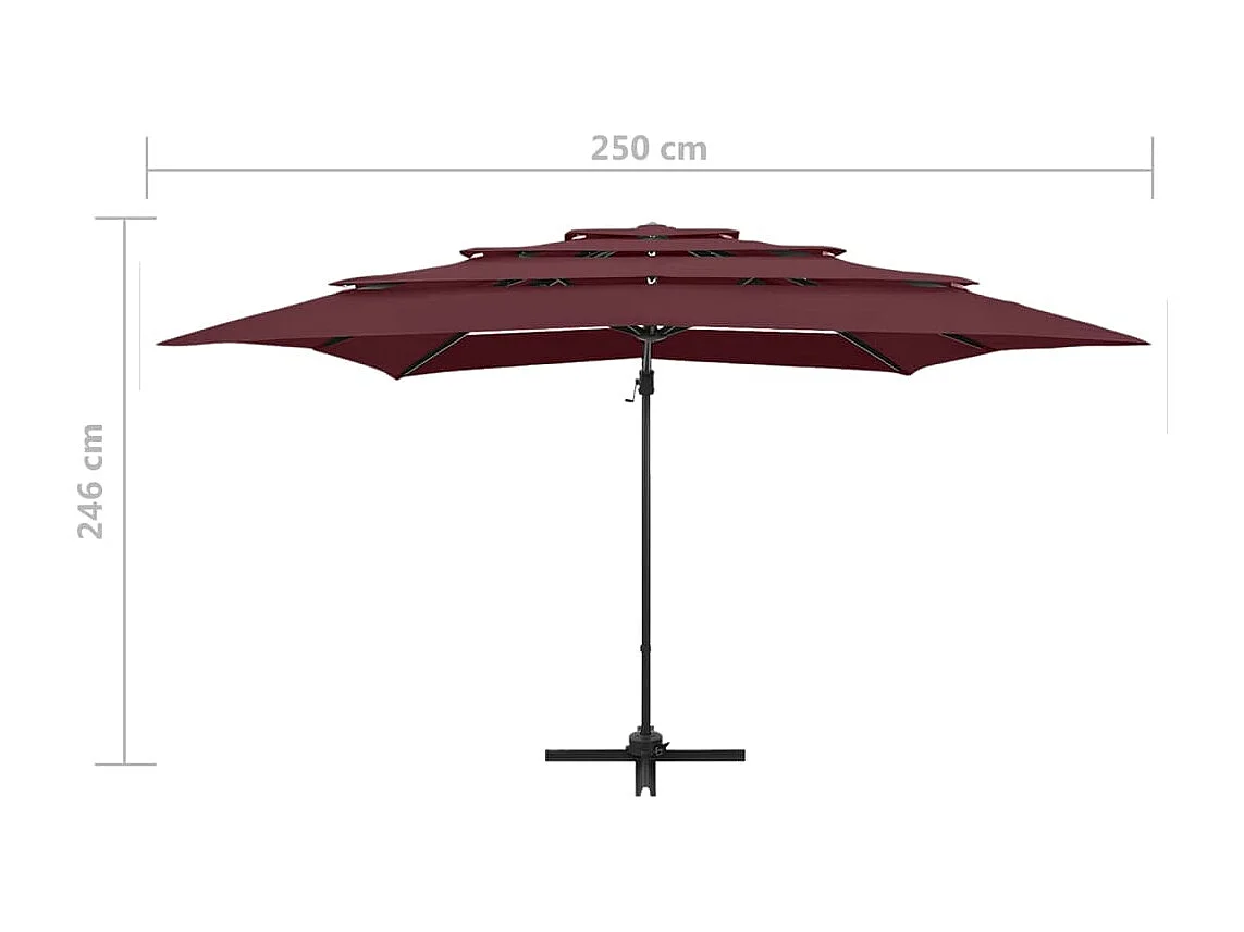 Zyldar  Parasol 4-laags met aluminium paal 250x250 cm bordeauxrood