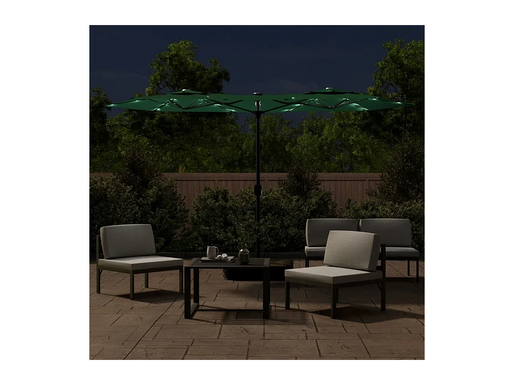 Vanyra  Parasol dubbel met LED's 316x145 cm groen