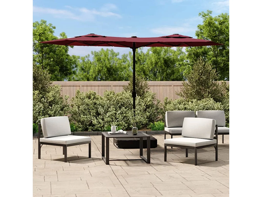 Vanyra  Parasol dubbel dak met LED 316x145 cm bordeauxrood