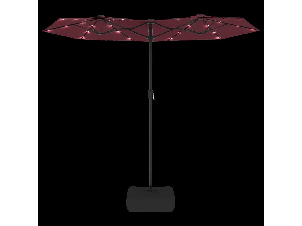 Vanyra  Parasol dubbel dak met LED 316x145 cm bordeauxrood