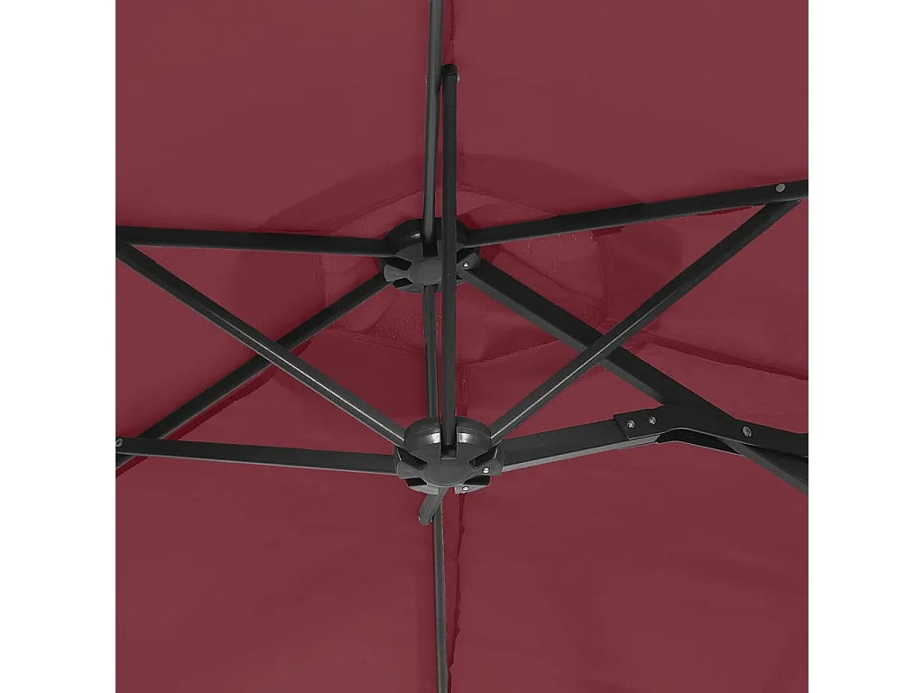 Vanyra  Parasol dubbel dak met LED 316x145 cm bordeauxrood