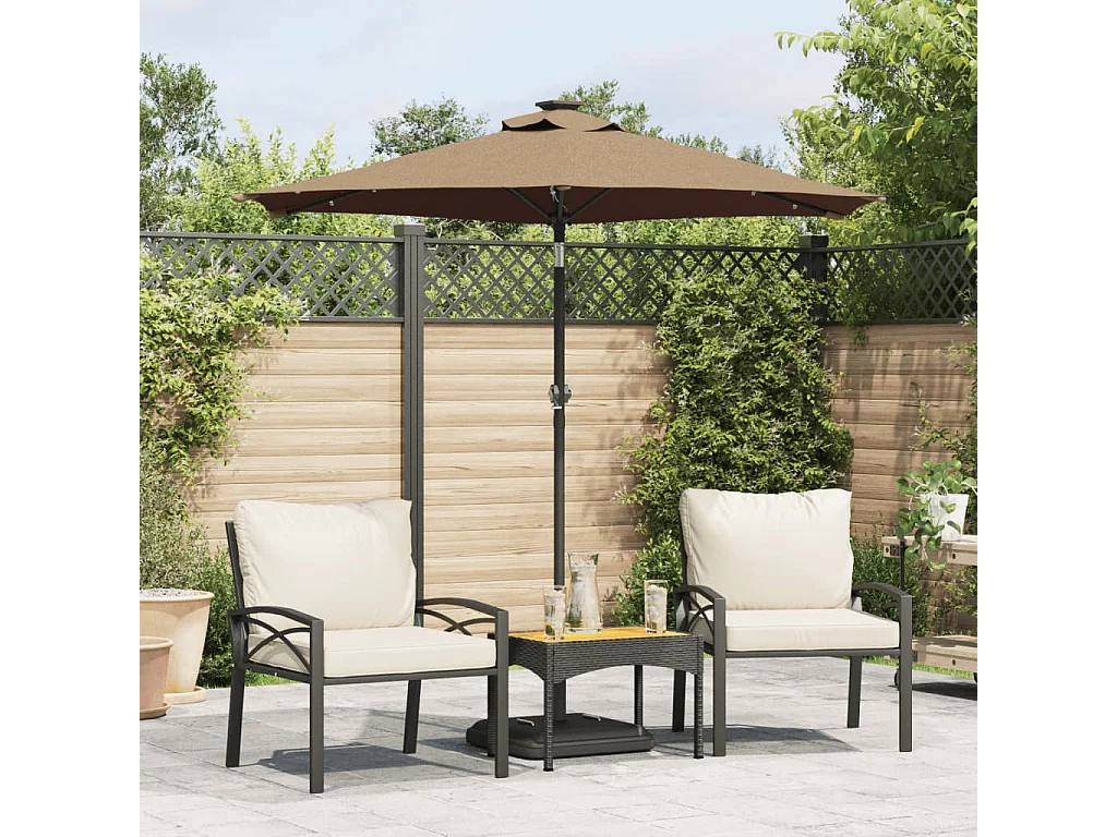 Albemarle  Parasol de jardin avec LED mât en acier taupe 225x225x212 cm