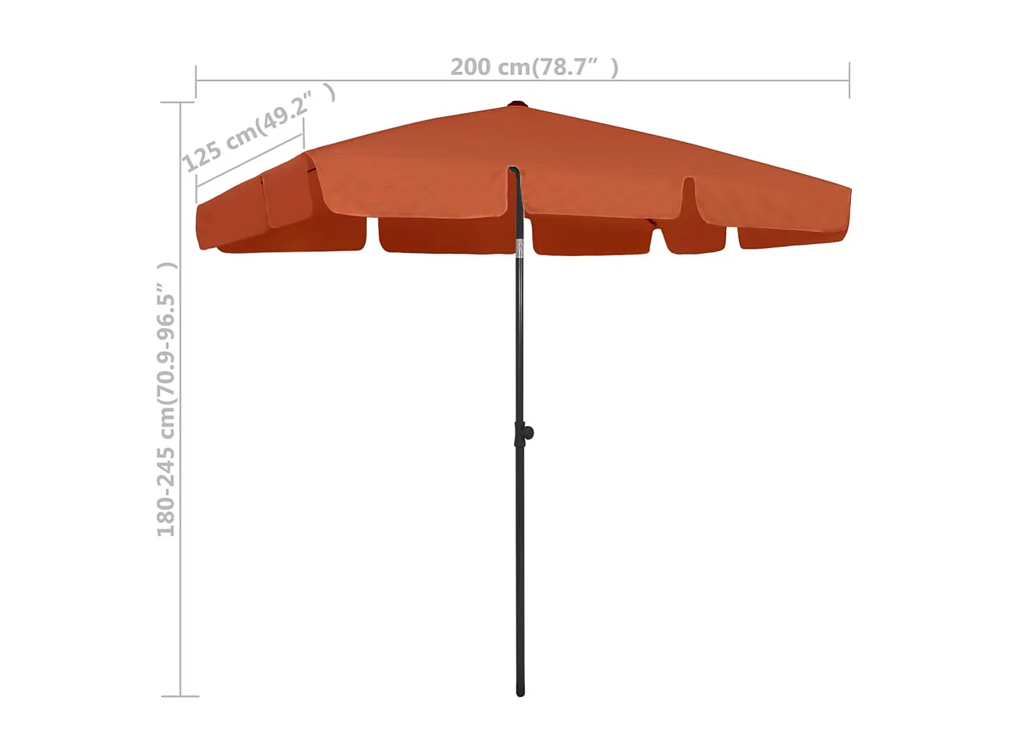 Roxanne  Strandparasol 200x125 cm terracottakleurig
