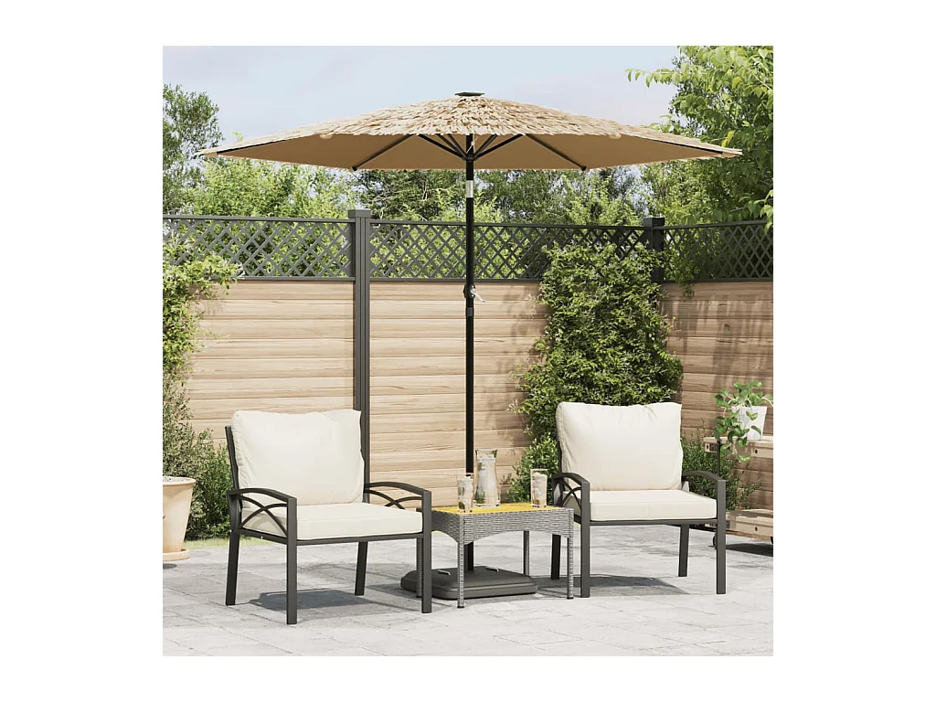 Clark  Parasol met LED's en stalen paal 223x223x213 cm bruin