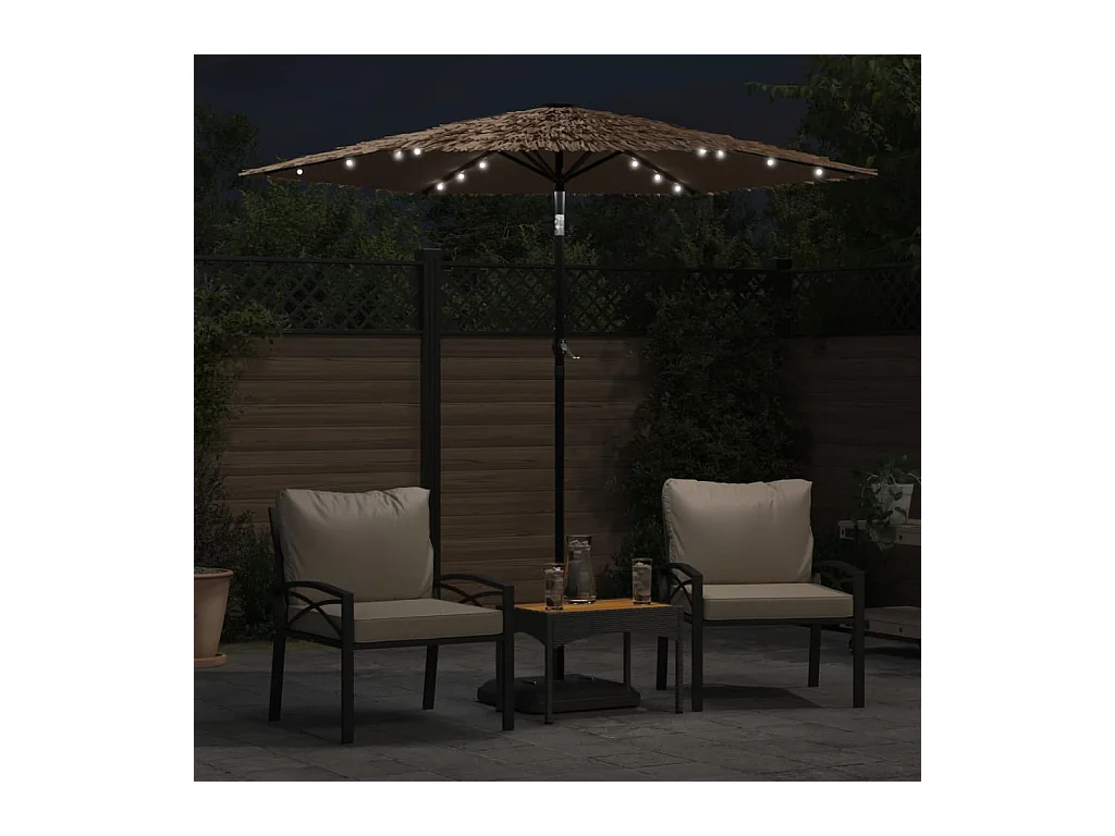 Clark  Parasol met LED's en stalen paal 223x223x213 cm bruin