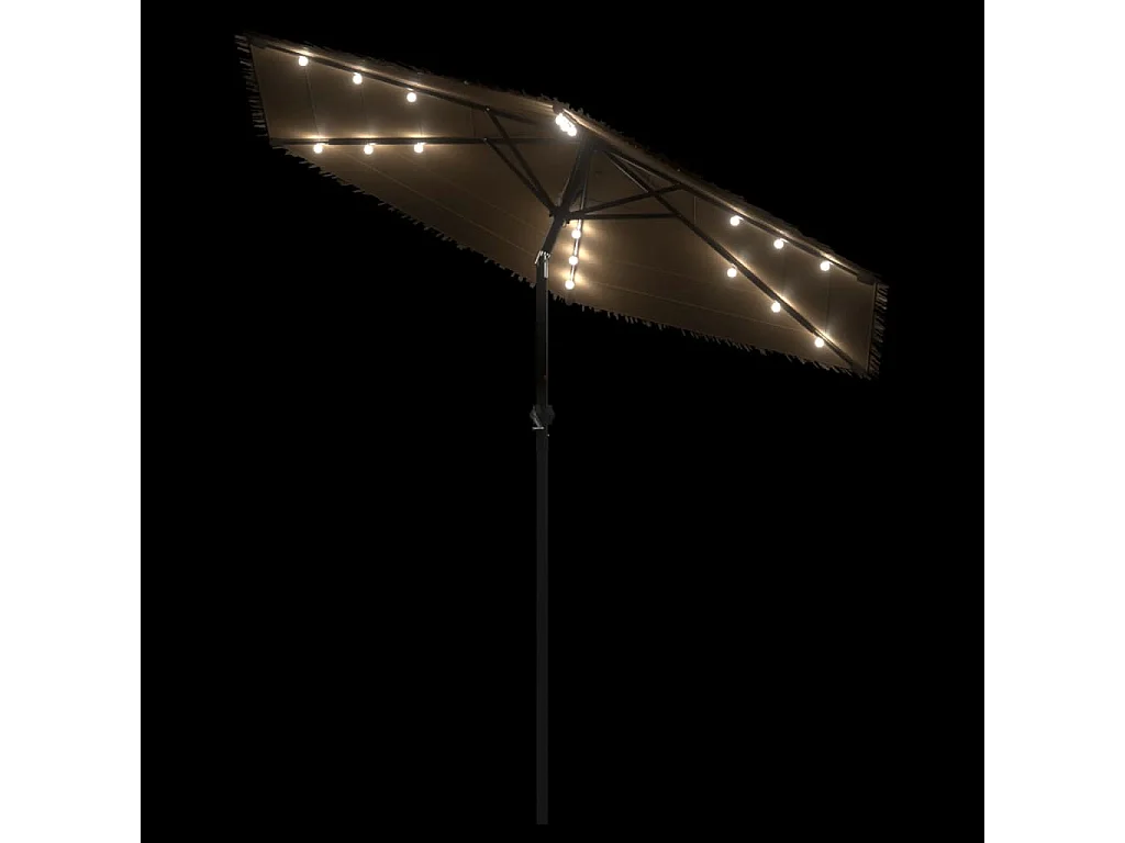 Clark  Parasol met LED's en stalen paal 223x223x213 cm bruin