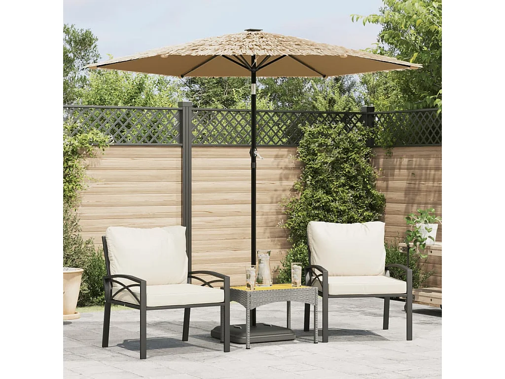 Clark  Parasol met LED's en stalen paal 223x223x213 cm bruin