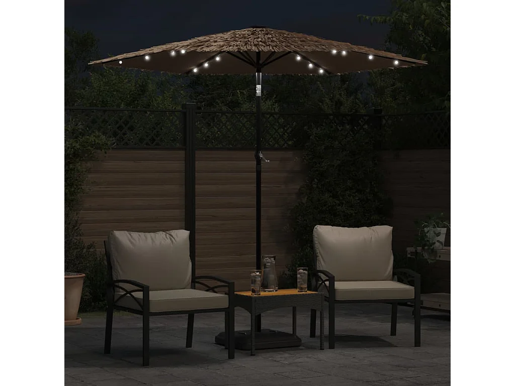 Clark  Parasol met LED's en stalen paal 223x223x213 cm bruin