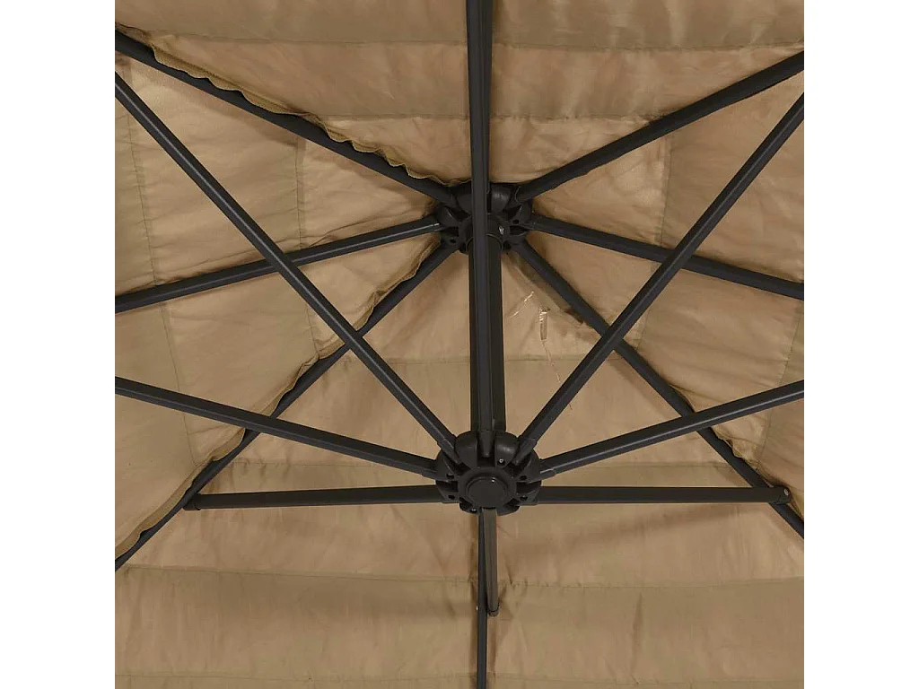 Clark  Parasol met LED's en stalen paal 223x223x213 cm bruin