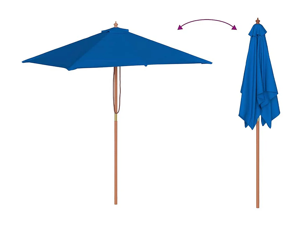 Keano  Parasol met houten paal 150x200 cm blauw